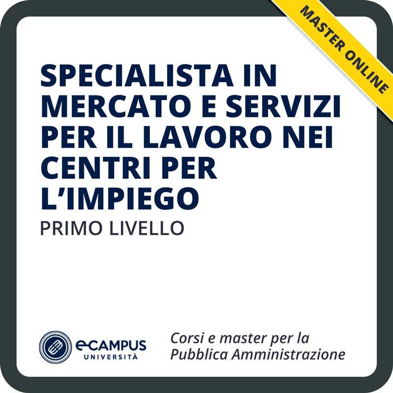 Master di I livello - specialista in mercato e servizi per il lavoro nei centri per l'impiego